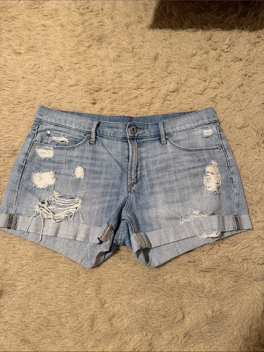 Articles Of Society Light Wash Distressed Denim Shorts